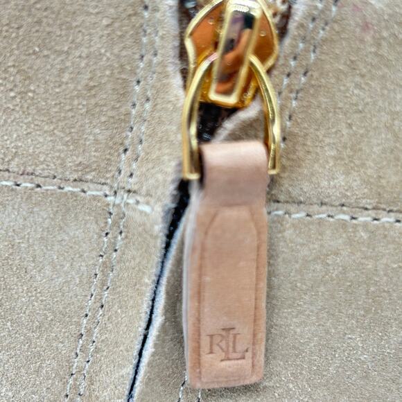 Ralph Lauren Boots Womens 9.5B Tan Wynne Leather‎ Suede Ankle Zip Bootie - Picture 8 of 14